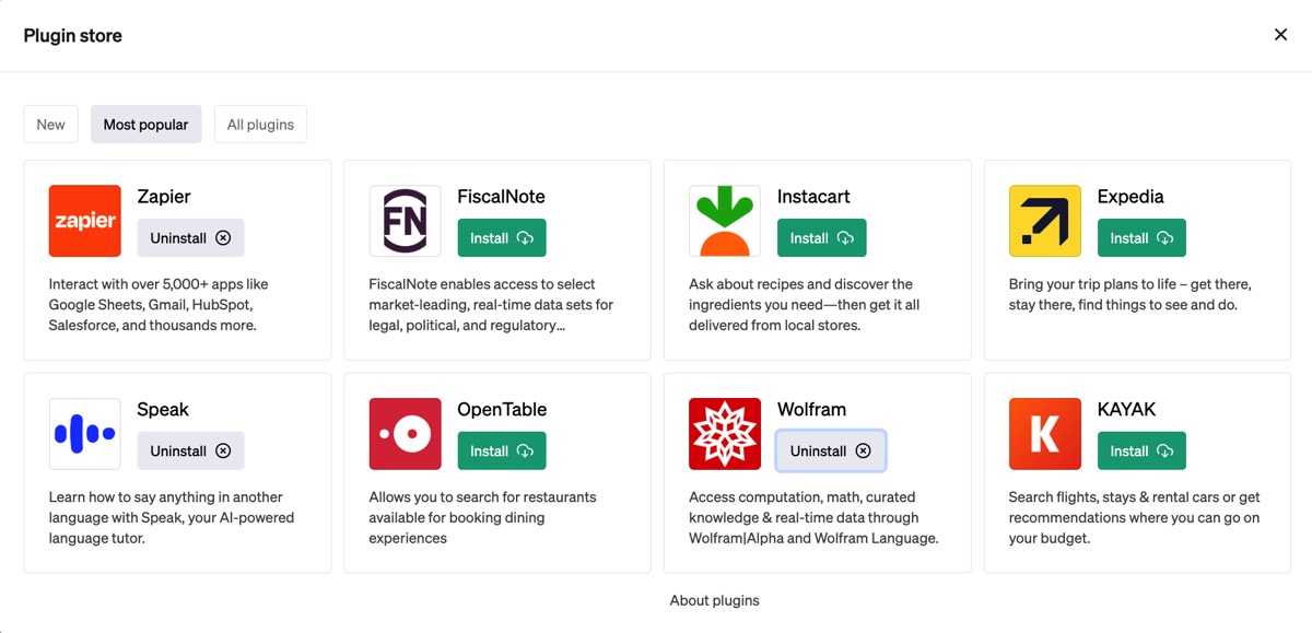 Plugins de ChatGPT, ChatGPT plugins